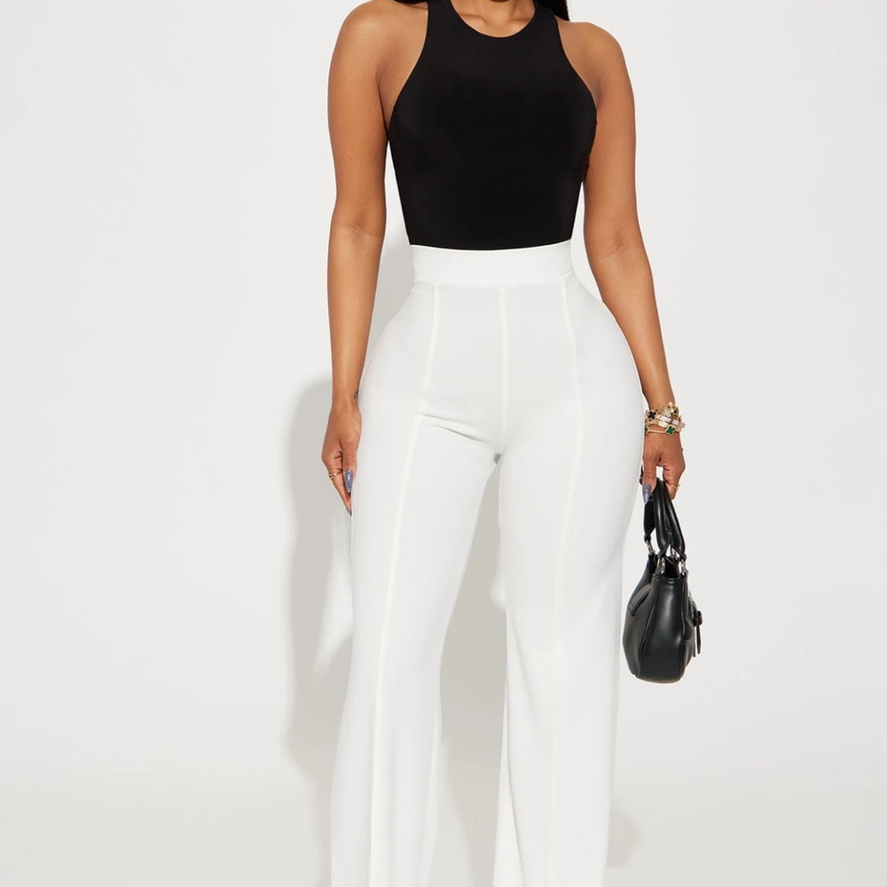 Fashion Nova Black and White Wide Leg Jumpsuit